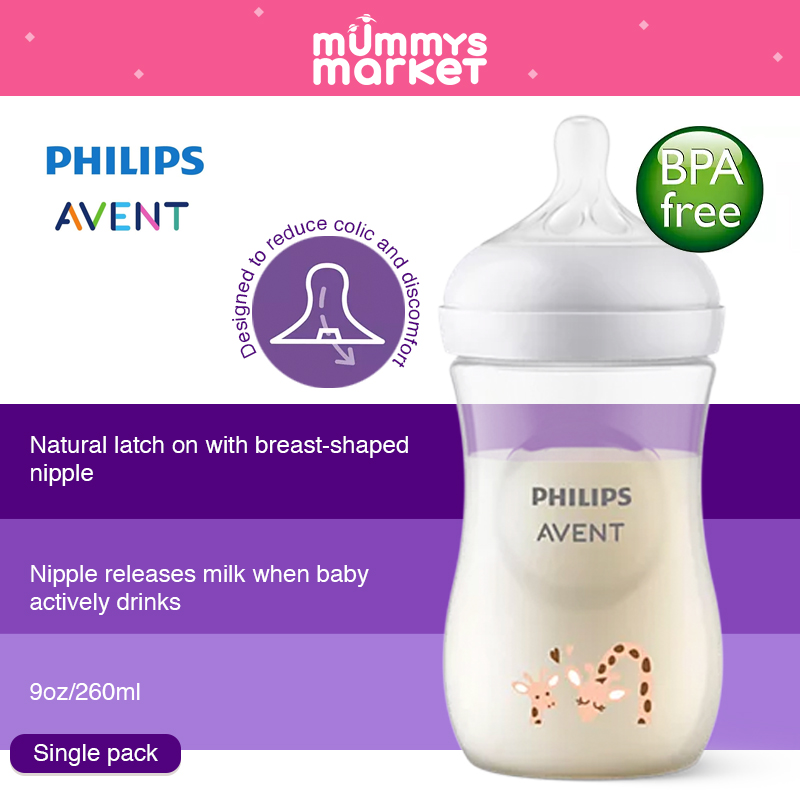 Philips Avent Natural Response 330ml Bottle (Single Pack) (Giraffe / Koala) (SCY903/66-67)
